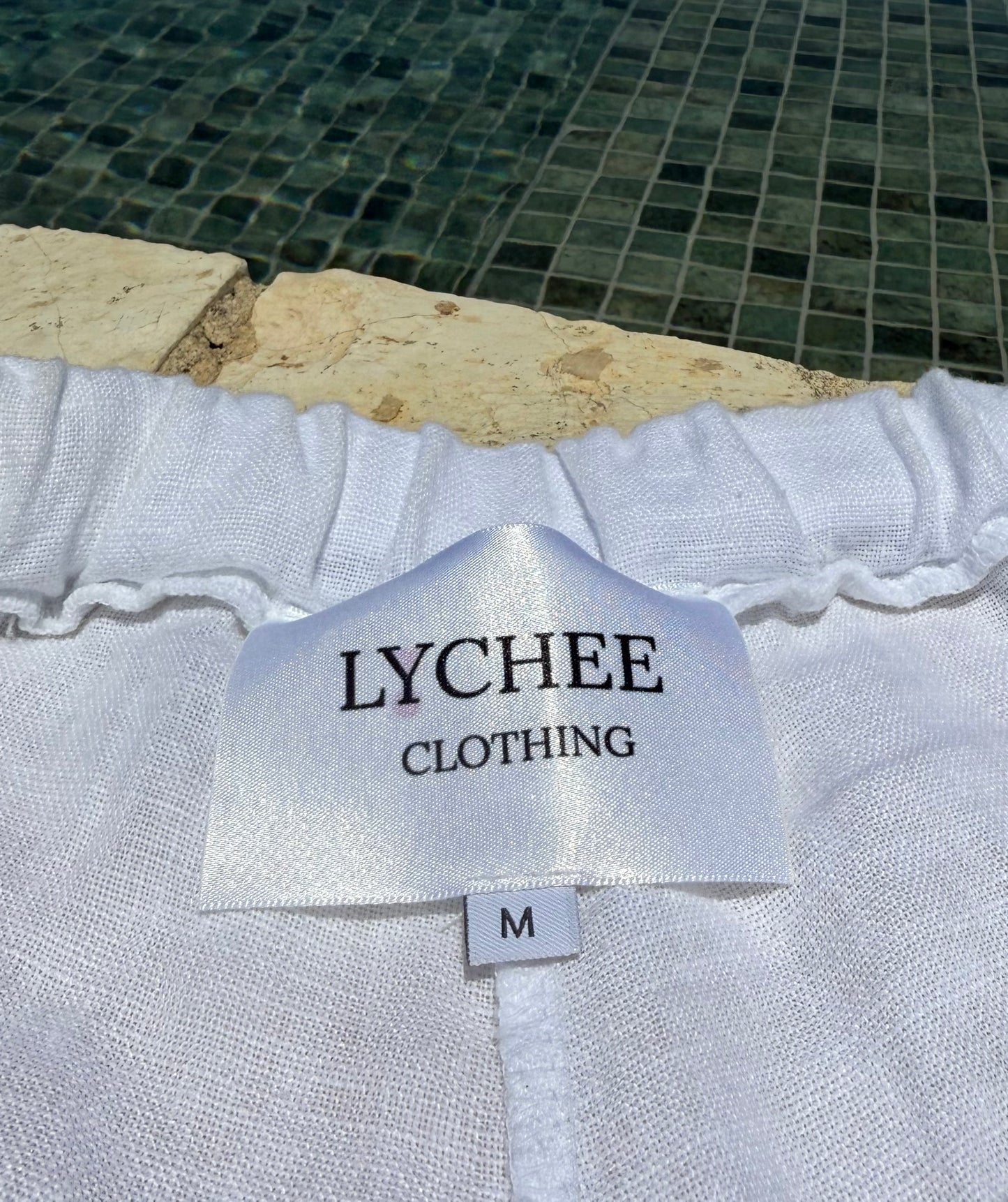 Blue Fringe Linen Trouser
