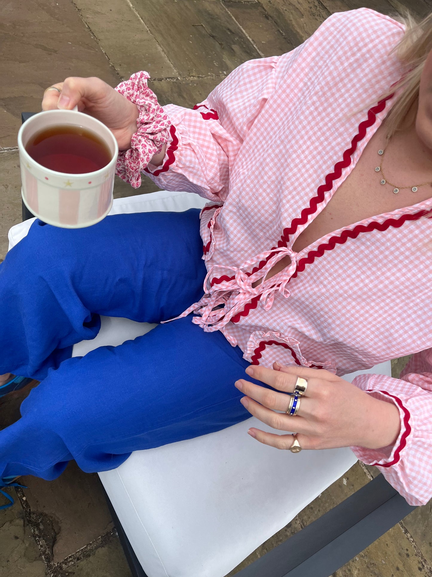 The Anouk 'Pink & White Heart Tie Top'