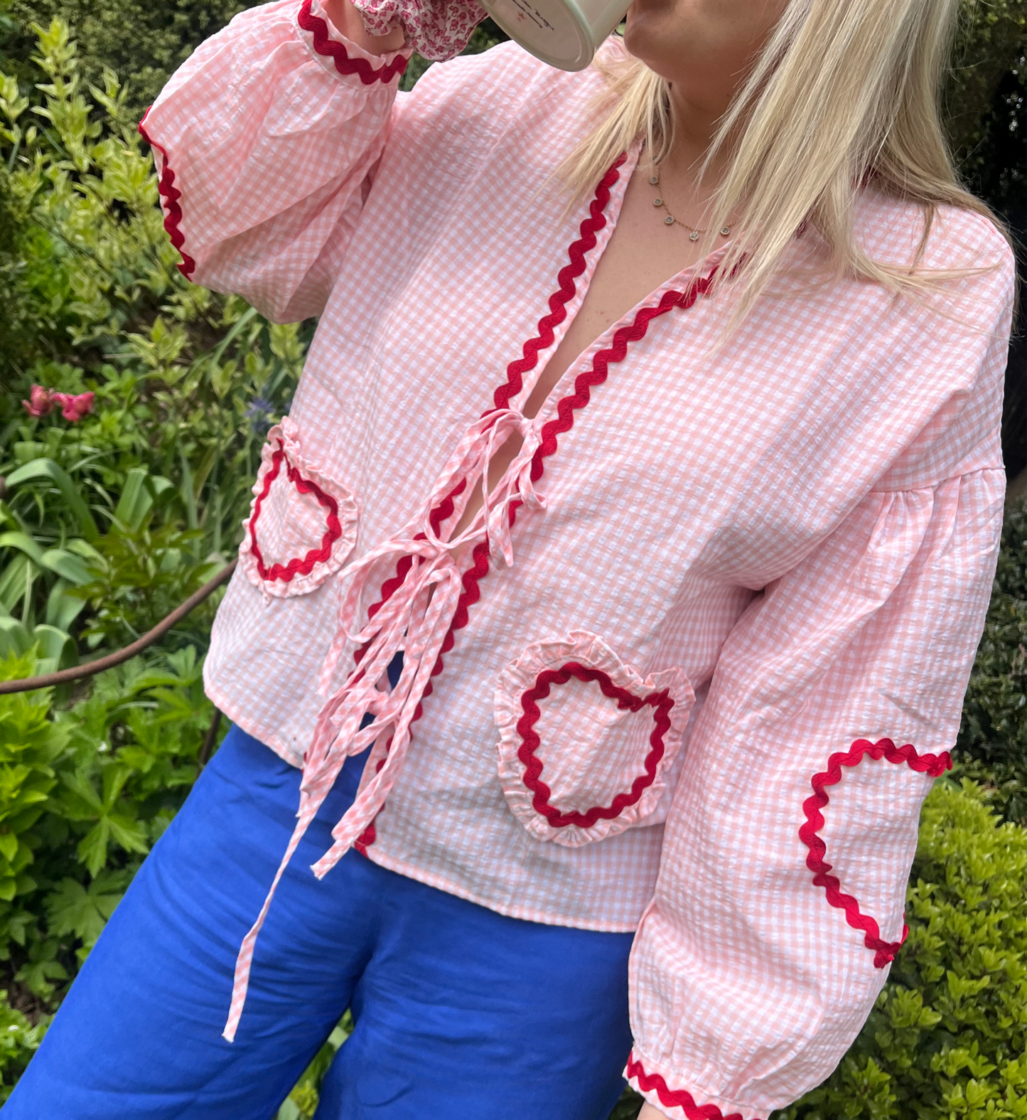 The Anouk 'Pink & White Heart Tie Top'