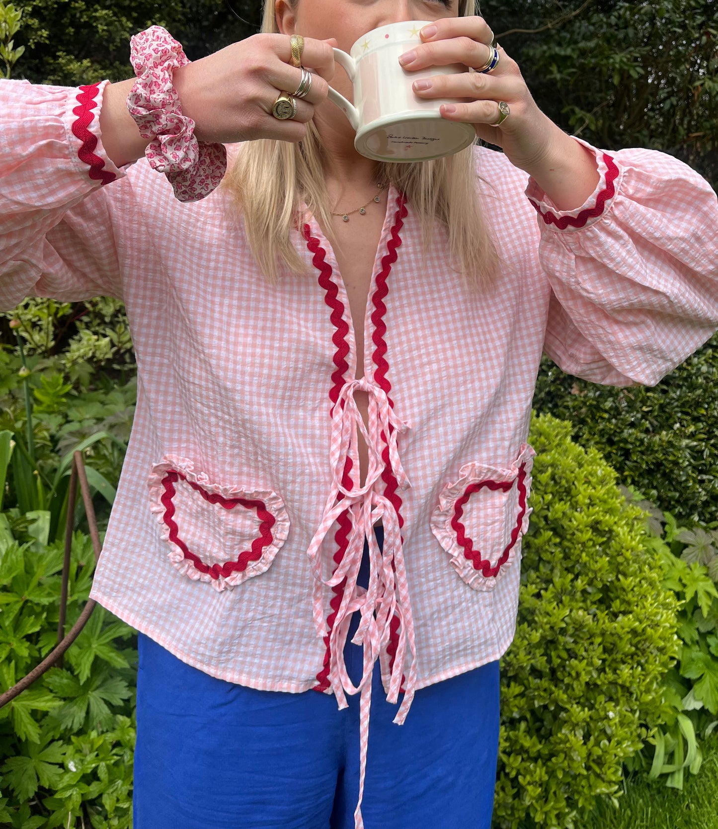 The Anouk 'Pink & White Heart Tie Top'